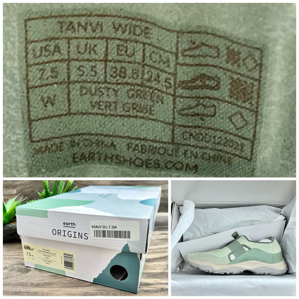 NIB Earth Origins Tanvi 7.5W 8.5W WIDE Knit Trail Slip On Sneaker Dusty Green - Picture 11 of 12